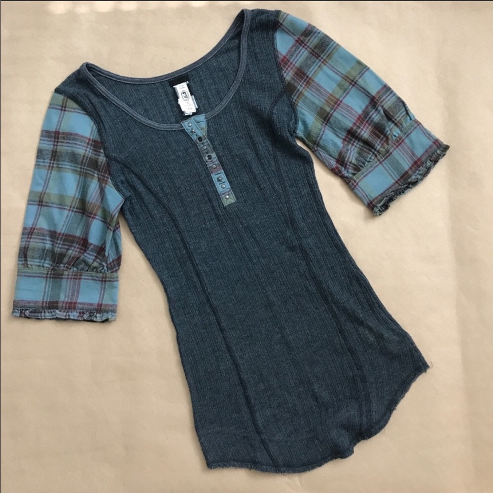 SALE Free People Henley plaid top